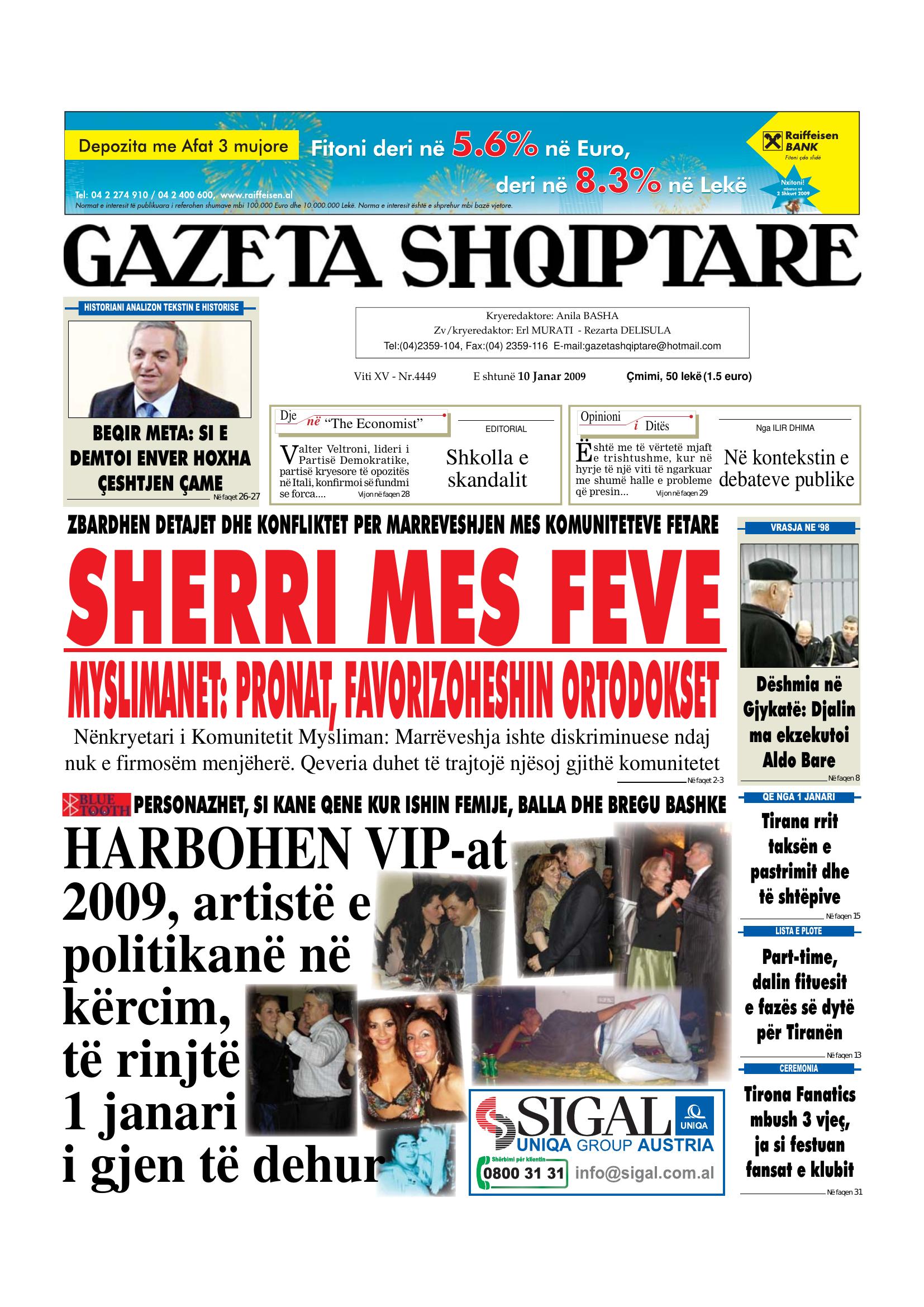 Gazeta Shqiptare 2009-01-10
